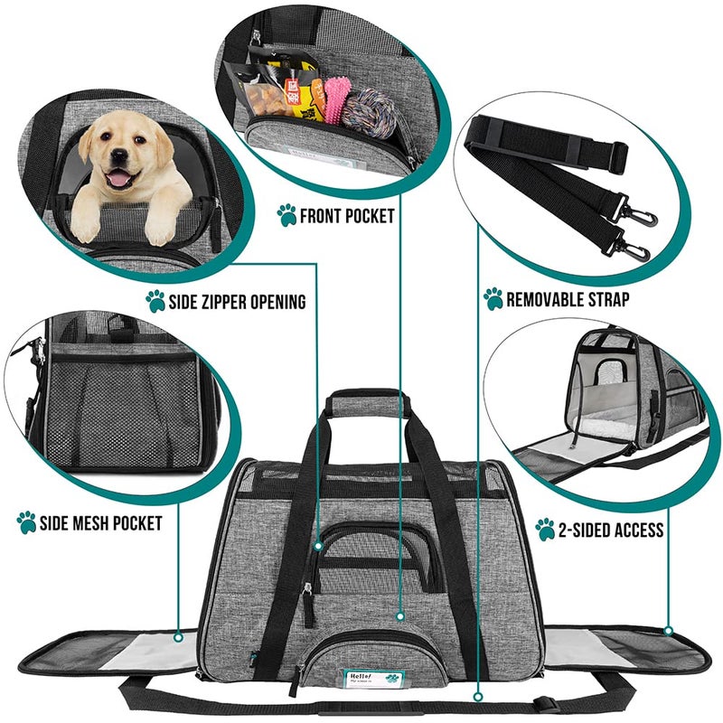 PetAmi Airline Approved Pet Carrier for Cat, Soft Sided Dog Carrier for Small Dog, Cat Travel Supplies Accessories Indoor Cat, Ventilated Pet Carrying Bag Medium Large Kitten Puppy, Large Heather Gray - Image 3